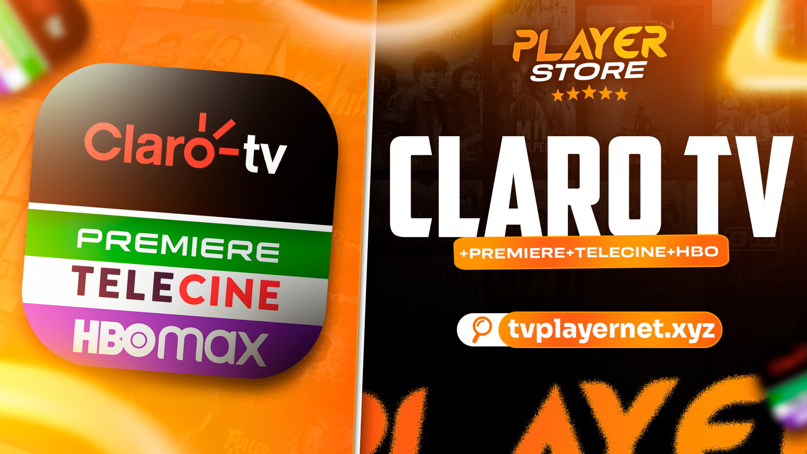 TELA CLARO TV + PREMIERE + TELECINE + HBO MAX