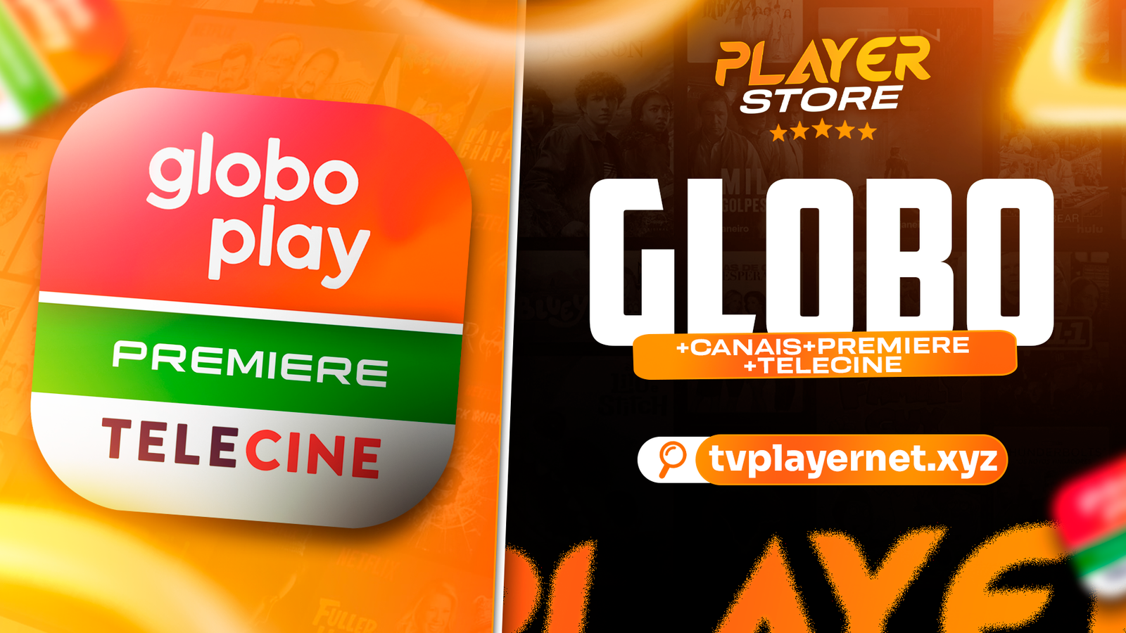 CONTA GLOBOPLAY + CANAIS + PREMIERE + TELECINE